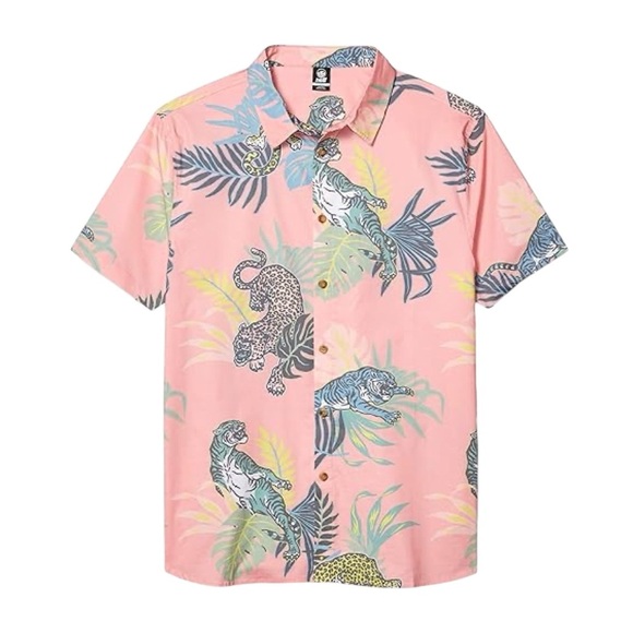 Neff Poolside Button Up Tropical Tiger Shirt - Picture 1 of 9
